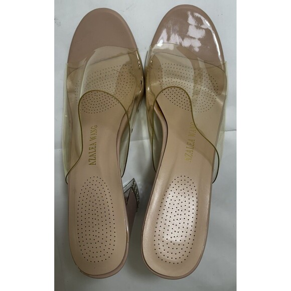Azalea Wang Clear Rich Girl Chunky Heel with Diamonds Blink Sandal -size 11 - Picture 5 of 6